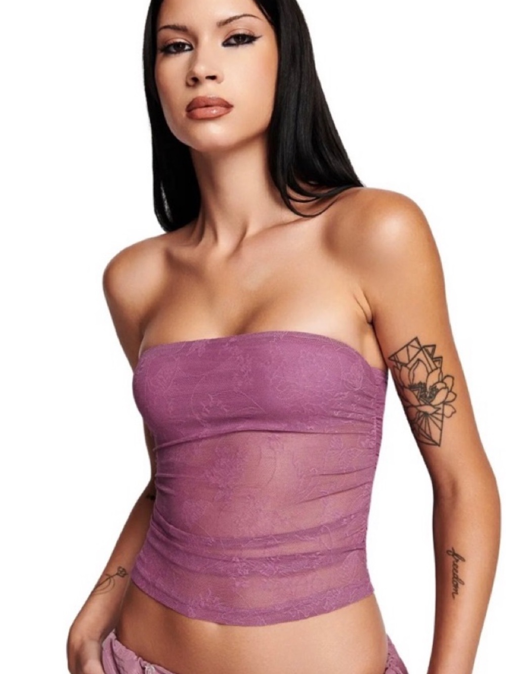 I.AM.GIA Pink CATIRA TOP BUTTERFLY LACE tube top